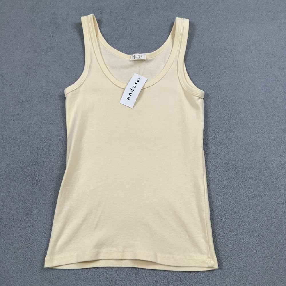 NWT John Galt Tank Top 1 Size Women Yellow Sleeveless Basic Casual Cotton Summer